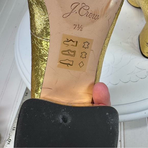 J. Crew Celia gold stack heel pumps - Picture 11 of 13